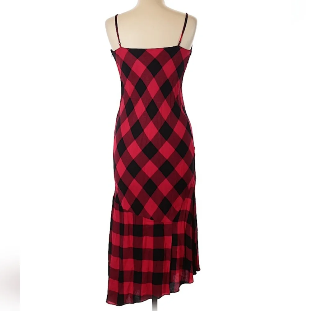 & Other Stories Red and Black Checkered Spaghetti Strap Slip Dress - Picture 5 of 11